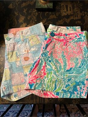 Lilly Pulitzer 2 Pairs of Shorts Size 4 Lets Cha Cha and Written in the Stars